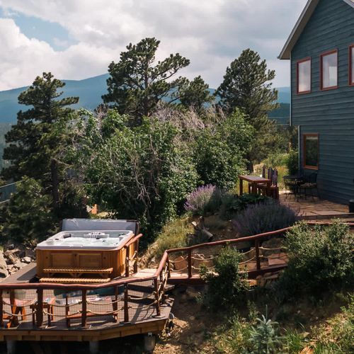 Hot tub deck with additional patio seating