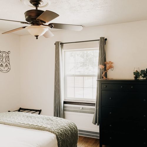Bedroom 2 has a ceiling fan