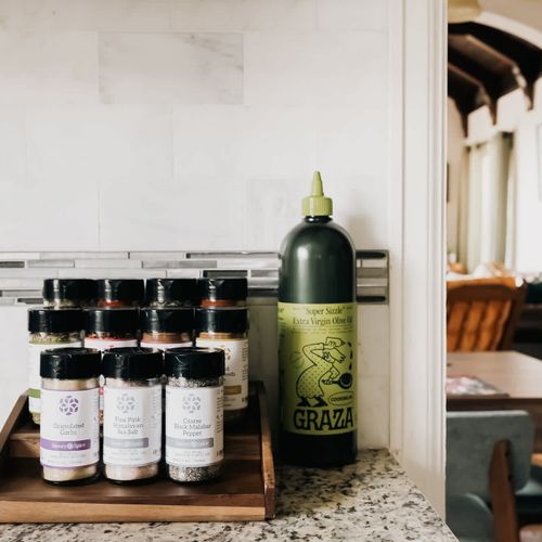 A well seasoned stay, full spice kits and all the seasonings provided by sustainably sourced and fair traded, Savory Spice.