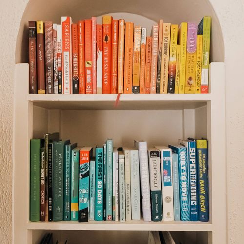 Peruse the library in the office