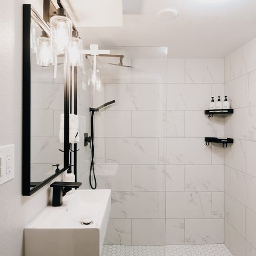 Recently remodeled bathroom in the basement