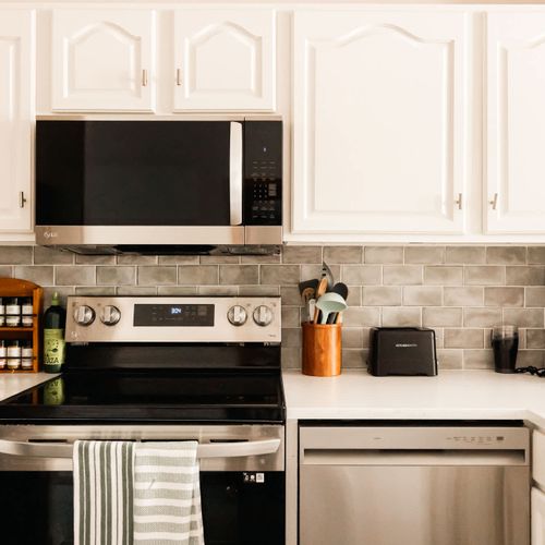 Kitchen with all stainless steel appliances