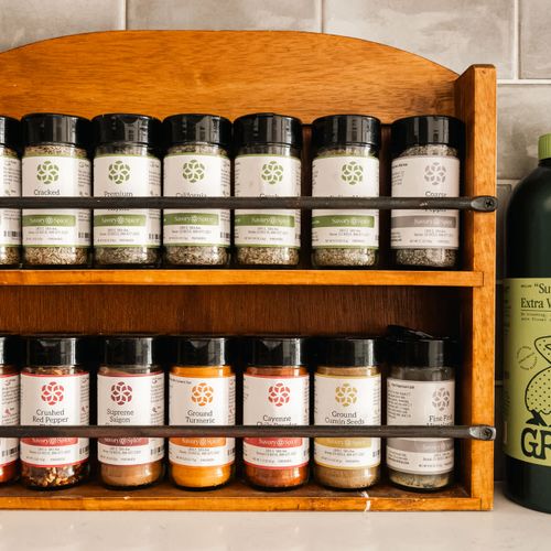 A well seasoned stay, full spice kits and all the seasonings provided by sustainably sourced and fair traded, Savory Spice.