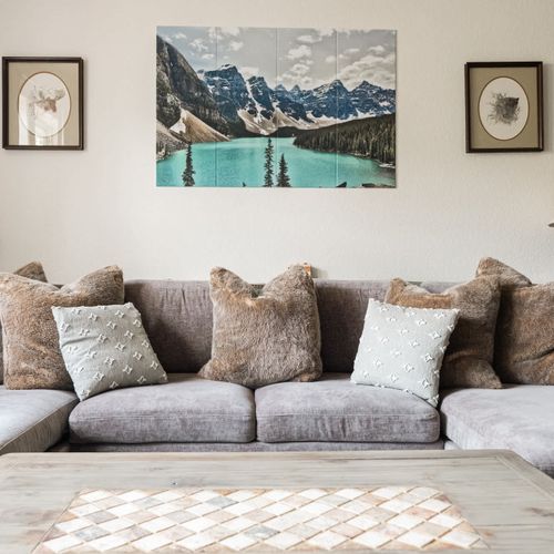 Living area with a large sofa