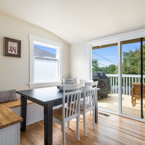 Dining space for family meals or remote work with a view.