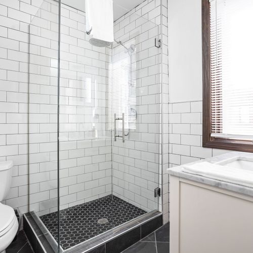 Full tiled shower to experience your stay in luxury!