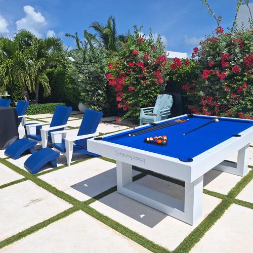 Pool table and outdoor movie theater