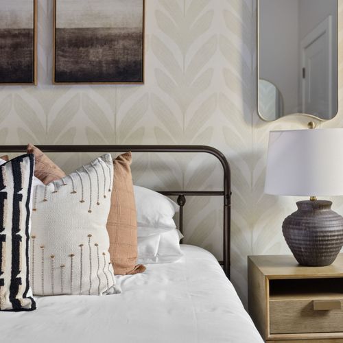 Soft textures and warm tones make this room a restful retreat.