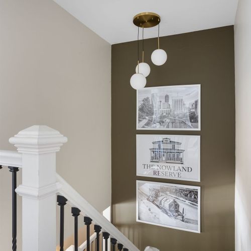 Even the stairs have style — modern design meets local flair.