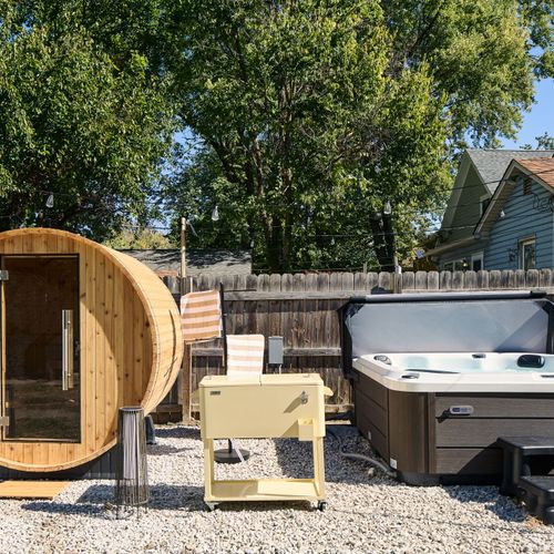 Soak. Sweat. Unwind. Your private backyard oasis with a hot tub & sauna awaits