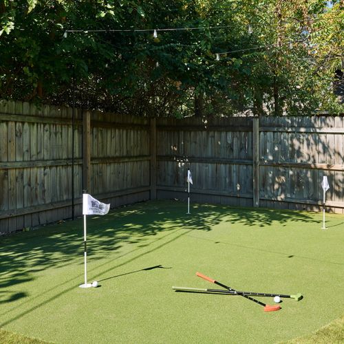 Backyard fun for golf lovers — your own private putting green.