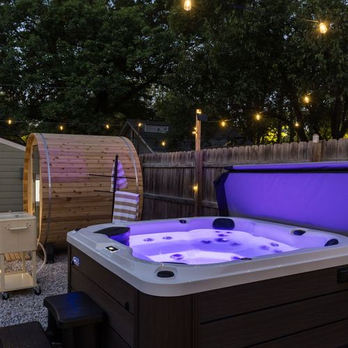 Soak. Sweat. Unwind. Your private backyard oasis with a hot tub & sauna awaits.