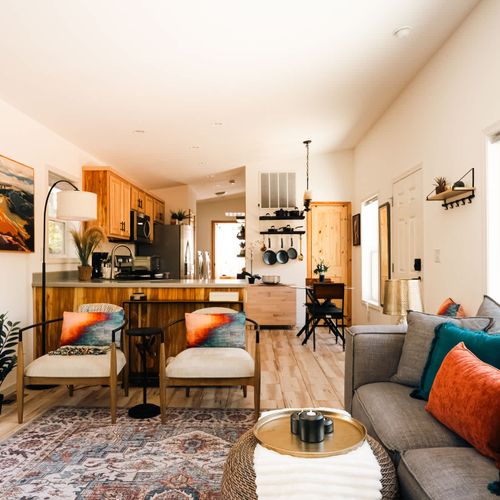 Living area and kitchen