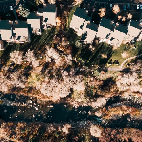 Aerial view of the complex and Eagle River