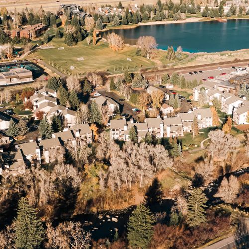 Aerial view of the neighborhood