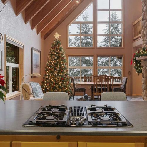 Holiday inspiration rendering – decor shown is AI-generated to capture the spirit of the season. The property is not currently decorated for Christmas.