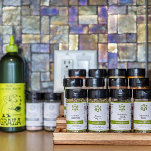 A well seasoned stay, full spice kits and all the seasonings provided by sustainably sourced and fair traded, Savory Spice.