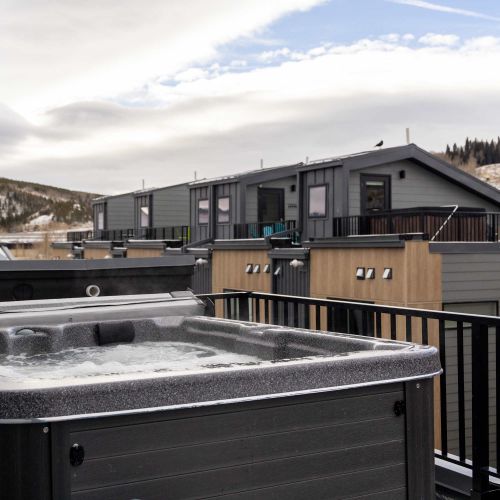 Rooftop deck with hot tub and seating!