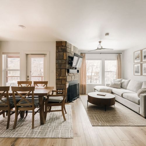 Living and dining areas