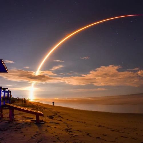 View of a Rocket Launch from the Beach