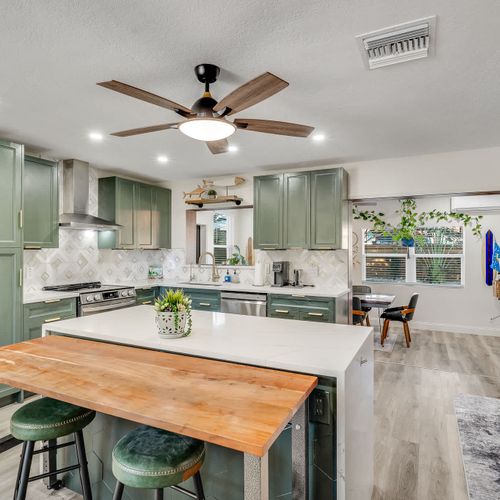 Close up on Kitchen island seating