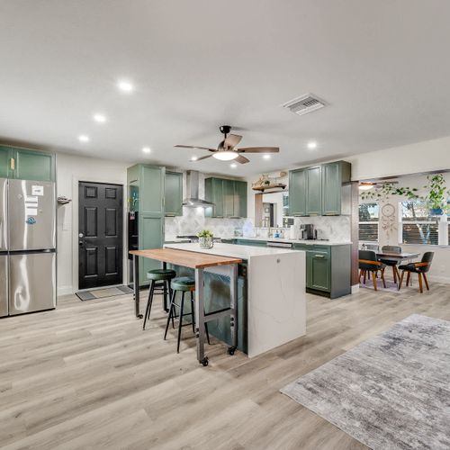 View of Entire Kitchen with Kitchen island seating