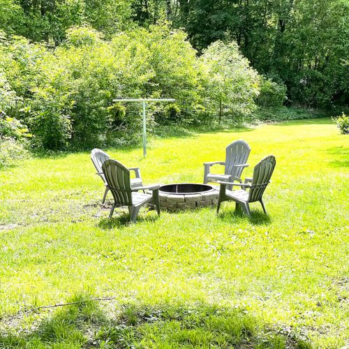 Another view of the fire pit in the backyard!