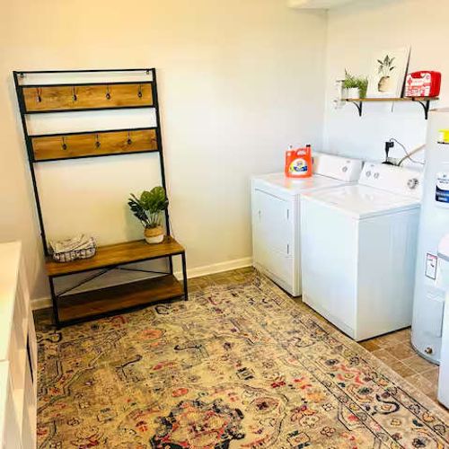 Mudroom and laundry area off the side entrance.