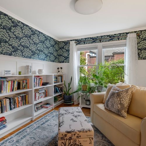 A peaceful corner designed for reading and relaxing.