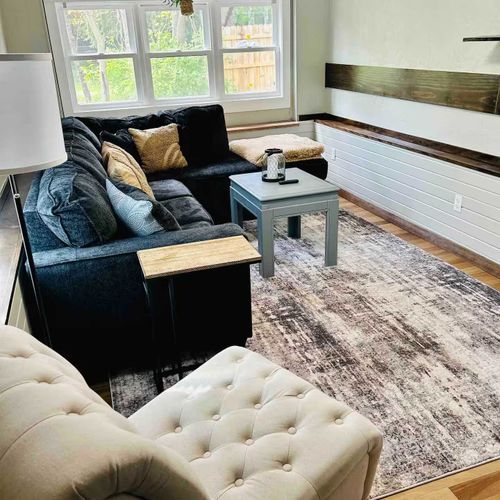 A step down living area just off the kitchen and dining!