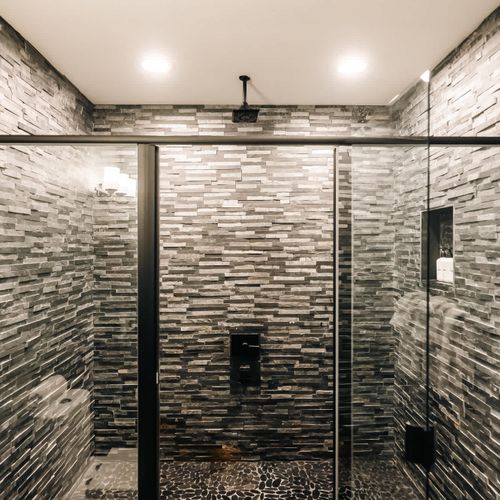 Basement full bathroom with rain shower head