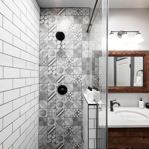 Bathroom with large walk-in shower