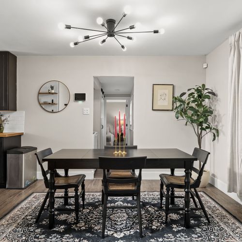 Gather around the table for meals, games, and easy conversation.