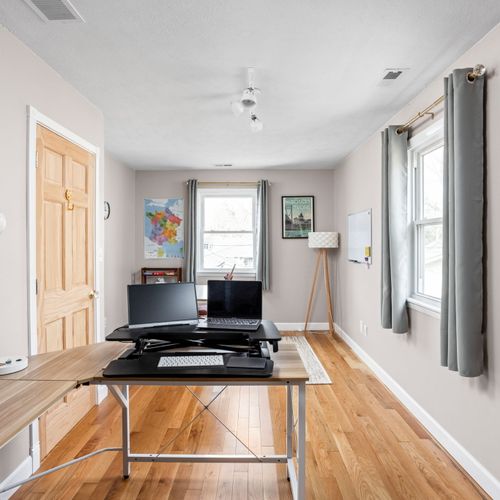 Dedicated home office on the second floor — perfect for remote workers and business travelers.