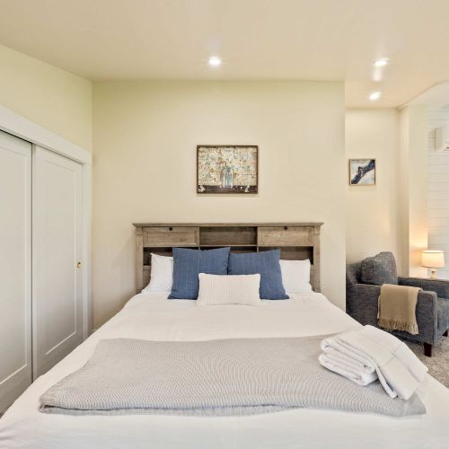 Sleep soundly on a soft, spacious king-sized bed.