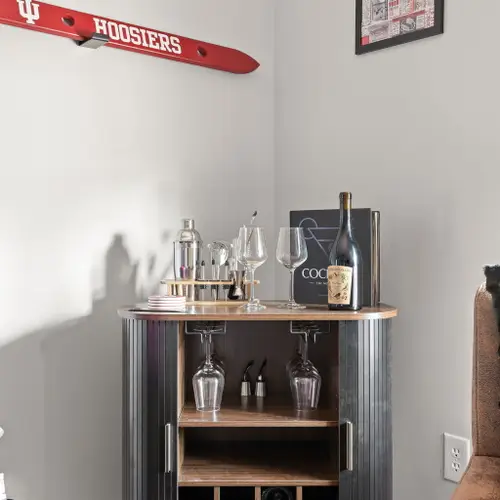 Stocked bar cart ready for game day