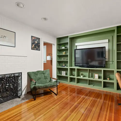 Built-ins, desk space, and a TV wall with actual personality