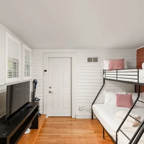 A fun bunk setup for kids, cousins, or competitive adults (Full on bottom and twin on top)