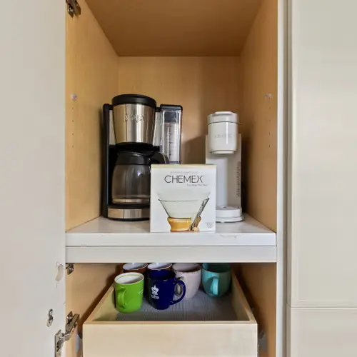 3 different coffee makers; Keurig, Drip and Pour Over
