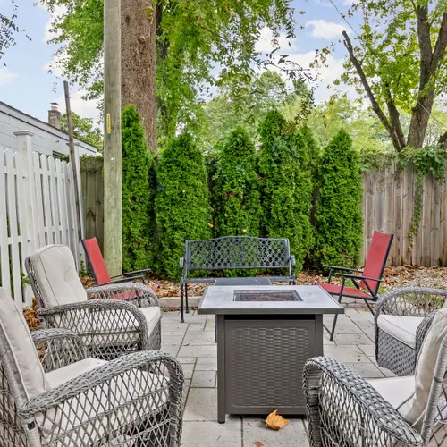 Backyard setup for fires, stories, and one more drink