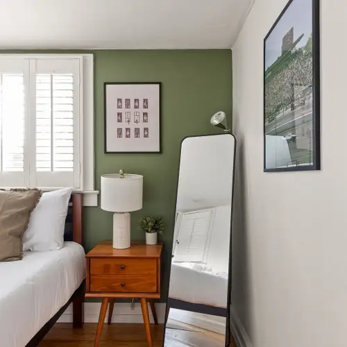 Full sized mirror, not just for design.. (Although the closet doors are also mirrors)