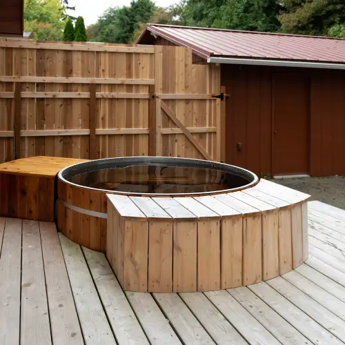 Your private hot tub is ready for relaxing evenings after a day on the coast.
