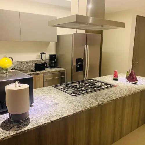 Kitchen with gas cooktop and granite counters