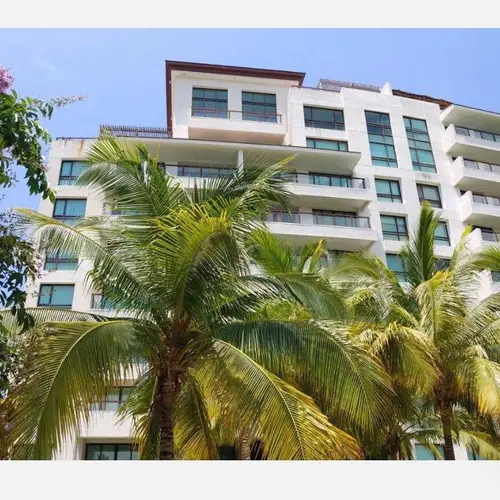 La Isla Residences tower among the palms