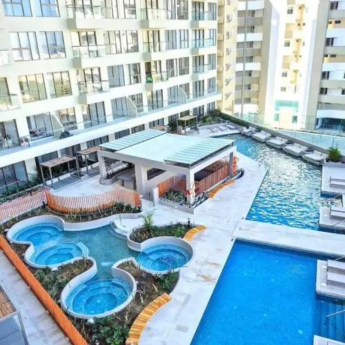 Aerial view of the pools and jacuzzis