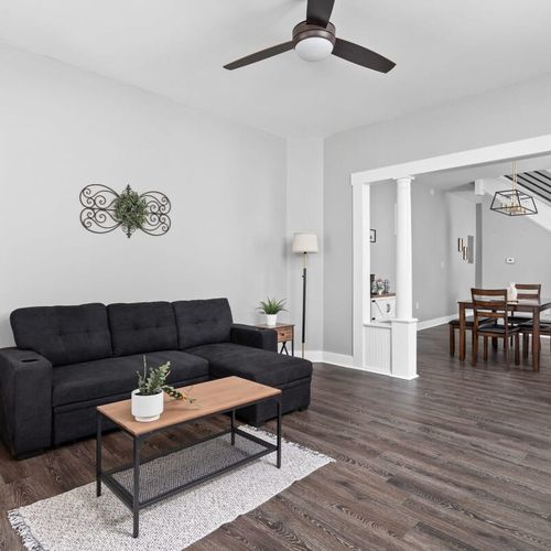 Inviting living room with sleeper couch