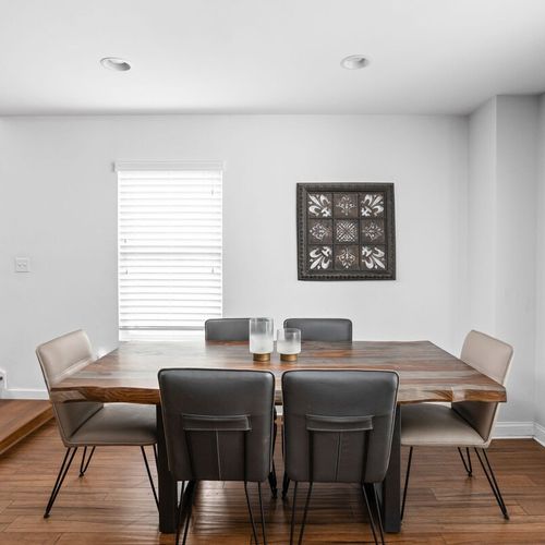Experience dining in style with our six-seater dining table, offering ample space for gatherings and shared meals with loved ones.