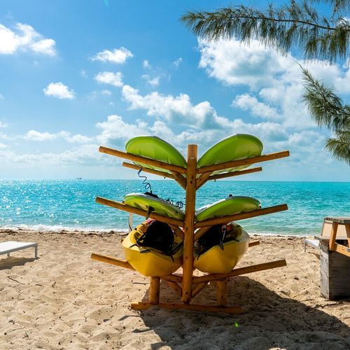 Use White Villas long chairs, beach chairs, picnic table, kayaks and SUP directly on the beach.