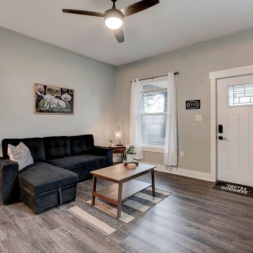 Inviting living room with sleeper couch
