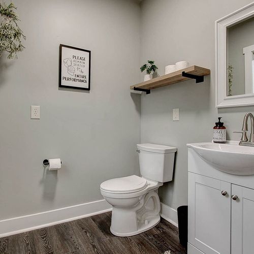 Enjoy the downstairs half bathroom off of the kitchen for your convenience.